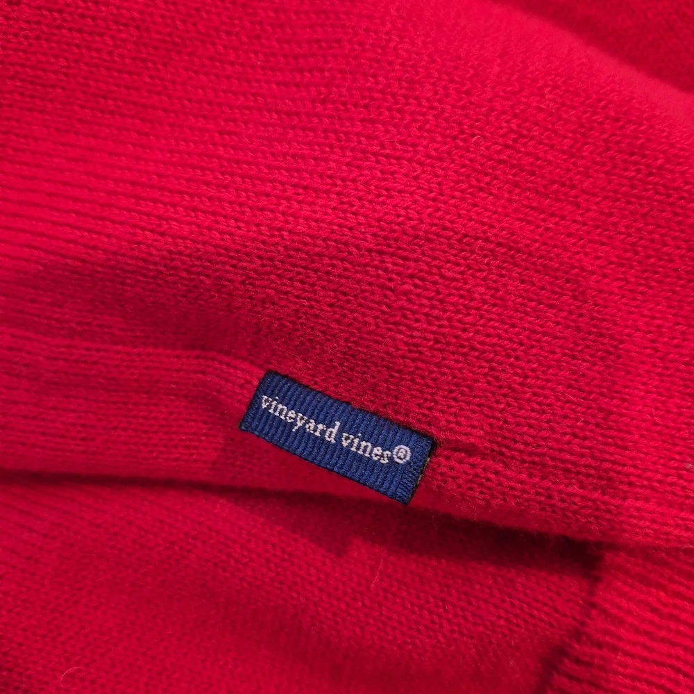 Vineyard Vines Sweater Red Boathouse Tipping 1/4 Zip Pullover Wool Blend…